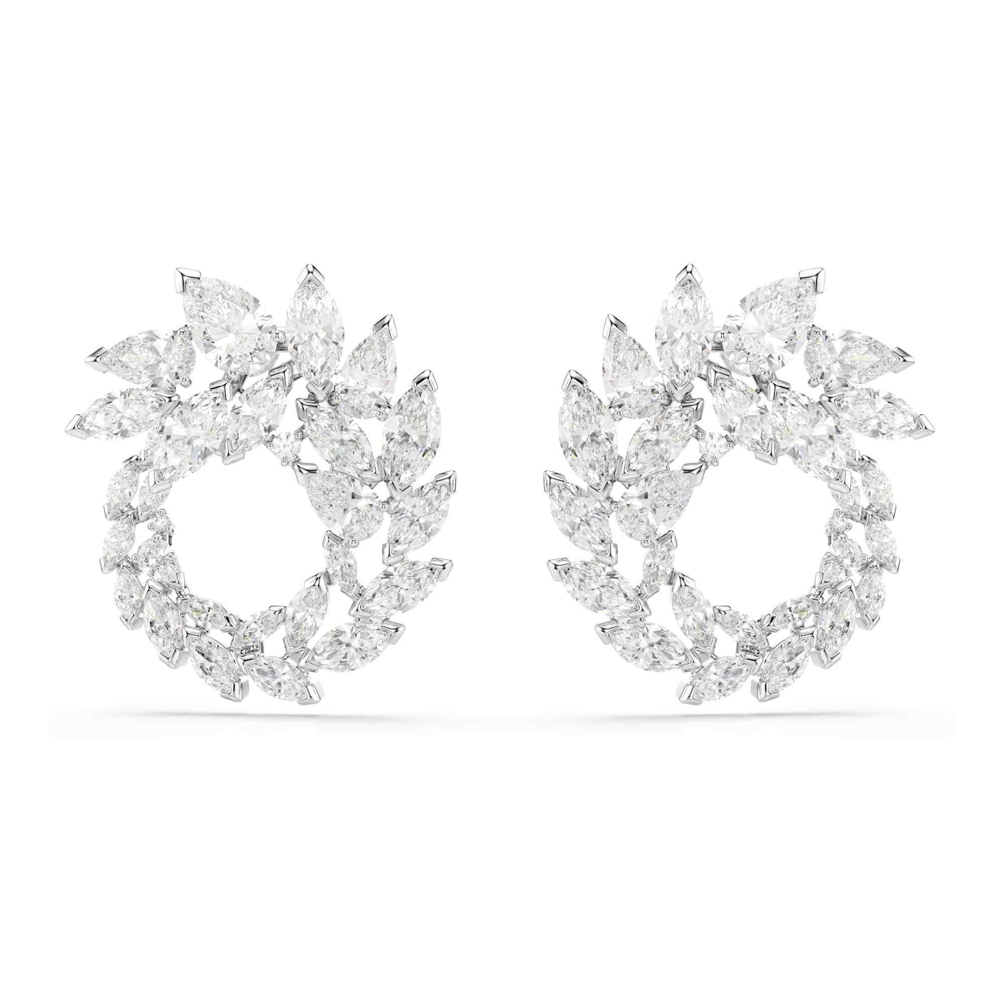 Swarovski Jewellery Women's Silver/White Swarovski Mesmera Marquise Cut Crystal Round Stud Earrings 2.4 X 2.1Cm