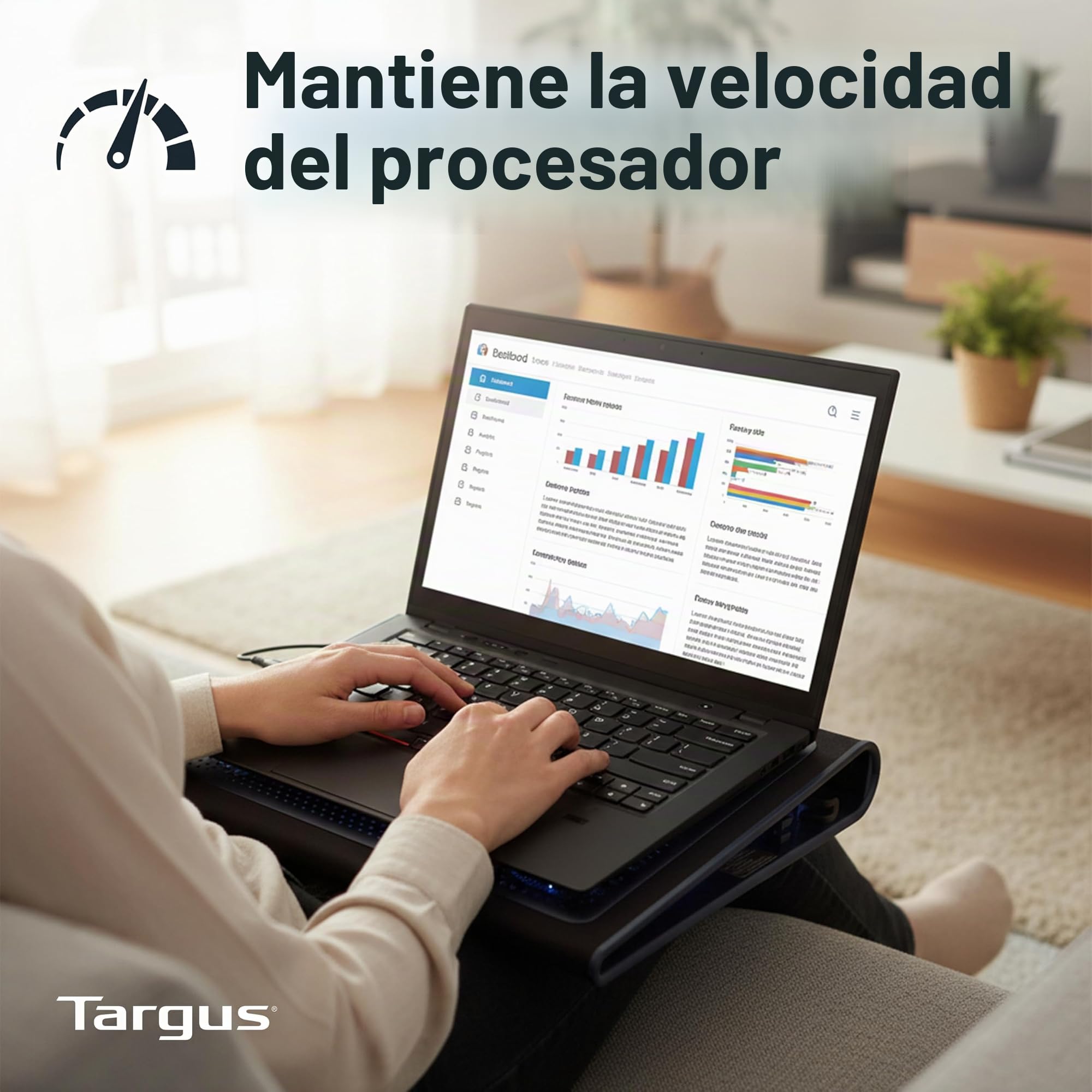 Targus Lap Chill Mat - Base de refrigeración (2.0, Negro, Gris, 383,54 x 304,8 x 55,88 mm, 1,2 kg, Neopreno)