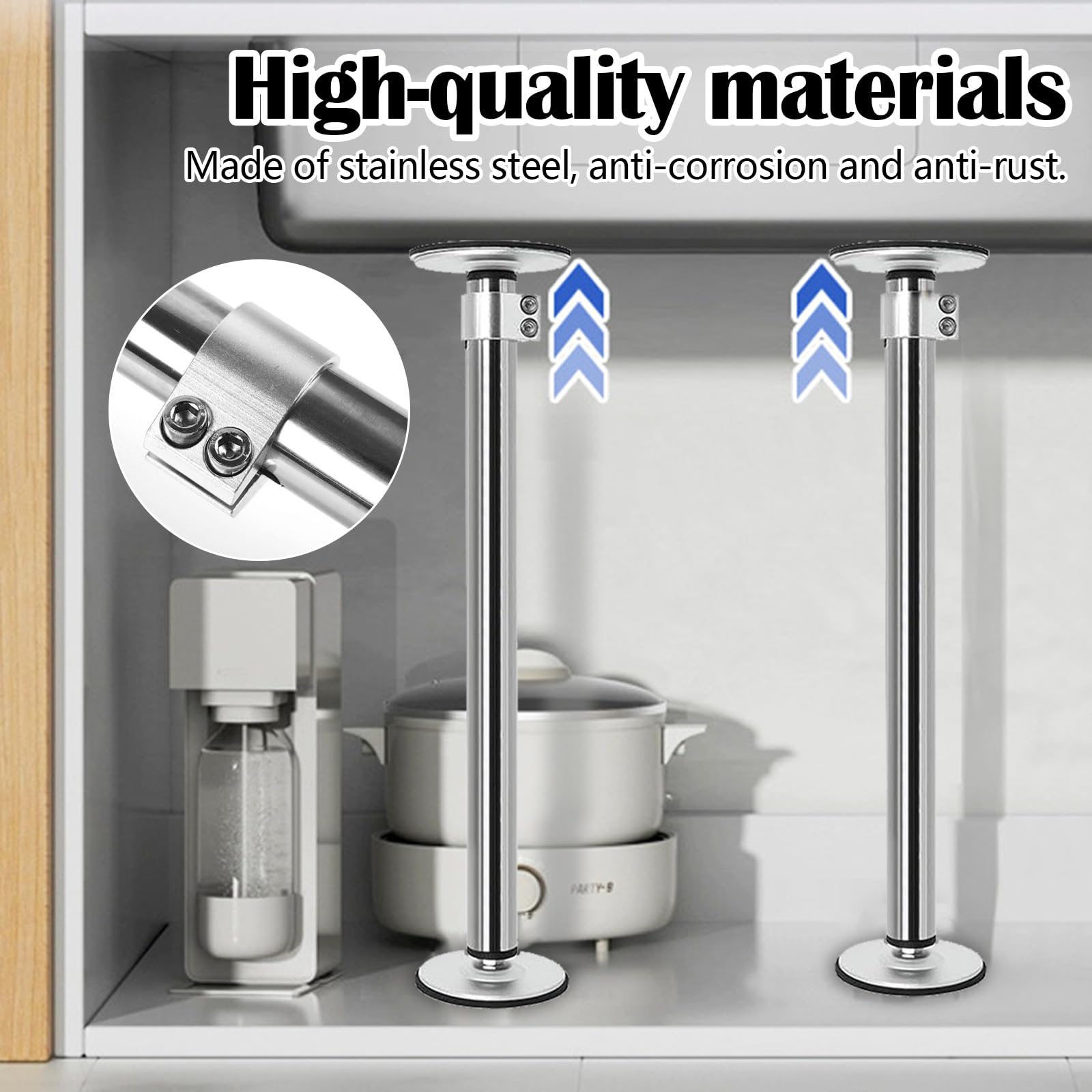 Supports D'évier Encastrés, 2PCS Réglables Supports D'éviers De Cuisine En Acier Inoxydable Kit De Montage évier Sous Plan De Cuisine Et évier De Salle De Bain - 41-70 cm