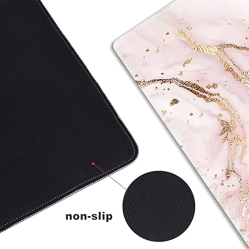 Vista 138 de ARTSO Alfombrilla de escritorio grande negra, alfombrilla de mouse para juegos XXL, alfombrilla de escritorio antideslizante con base de goma, Flor