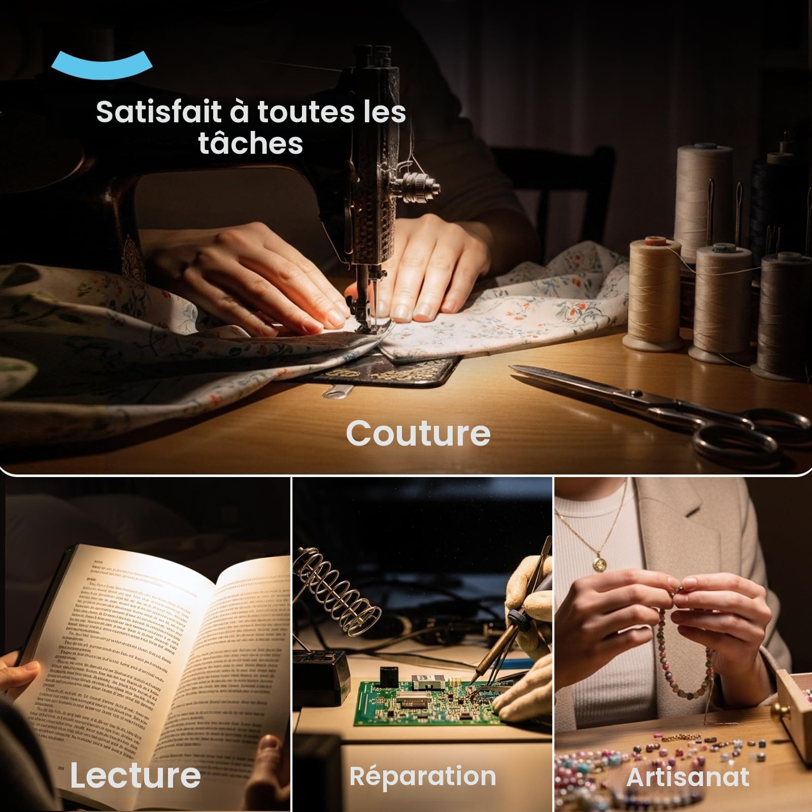 ARTDOT Lunettes Loupe Grossissante avec 4 LED et Réglage à 2 Niveaux pour Diamond Painting