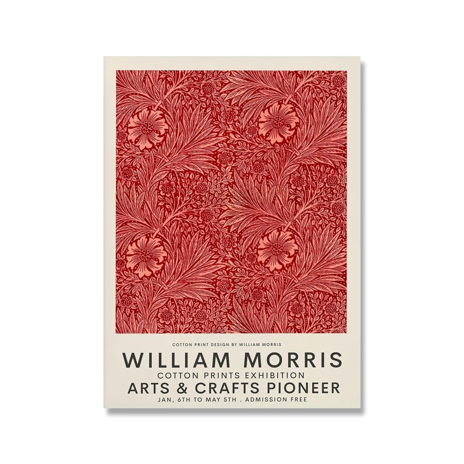 FOKTMS Stampa su tela di William Morris Victoria and Albert Museum Exhibition Poster London Underground Art Nouveau, decorazione 40 x 60 cm, senza cornice