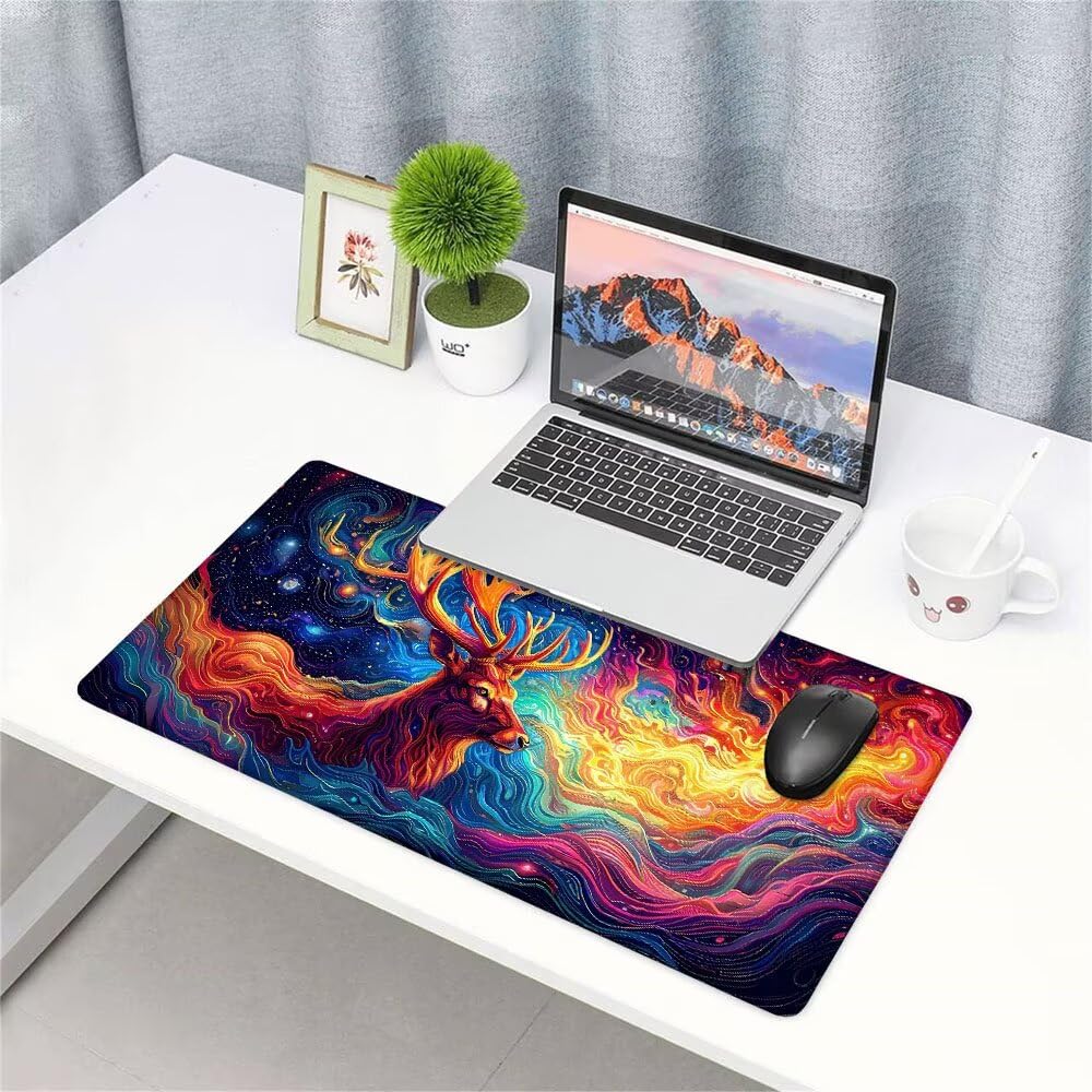 Podkładka pod mysz XXL kolor pod biurko do gier akcesoria do klawiatury podkładka pod mysz abstrakcyjna rozszerzona szeroka mata do gier 1000x500x3mm z gumową podstawą, przeszyte krawędzie