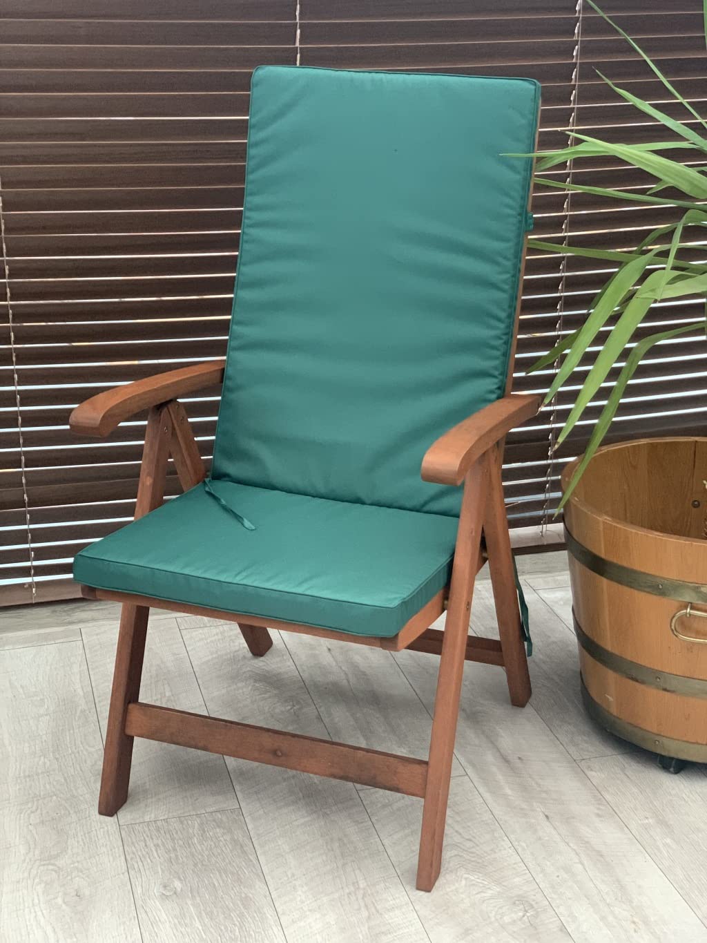 Rattanland® Gartenstuhlauflagen Hochlehner - Stuhlkissen Set - Wasserdichter Stoff - Sitzauflagen Hochlehner, Auflagen für Gartenmöbel, Hochlehner Auflagen, Sitzkissen für Gartenstühle (2, Grün)