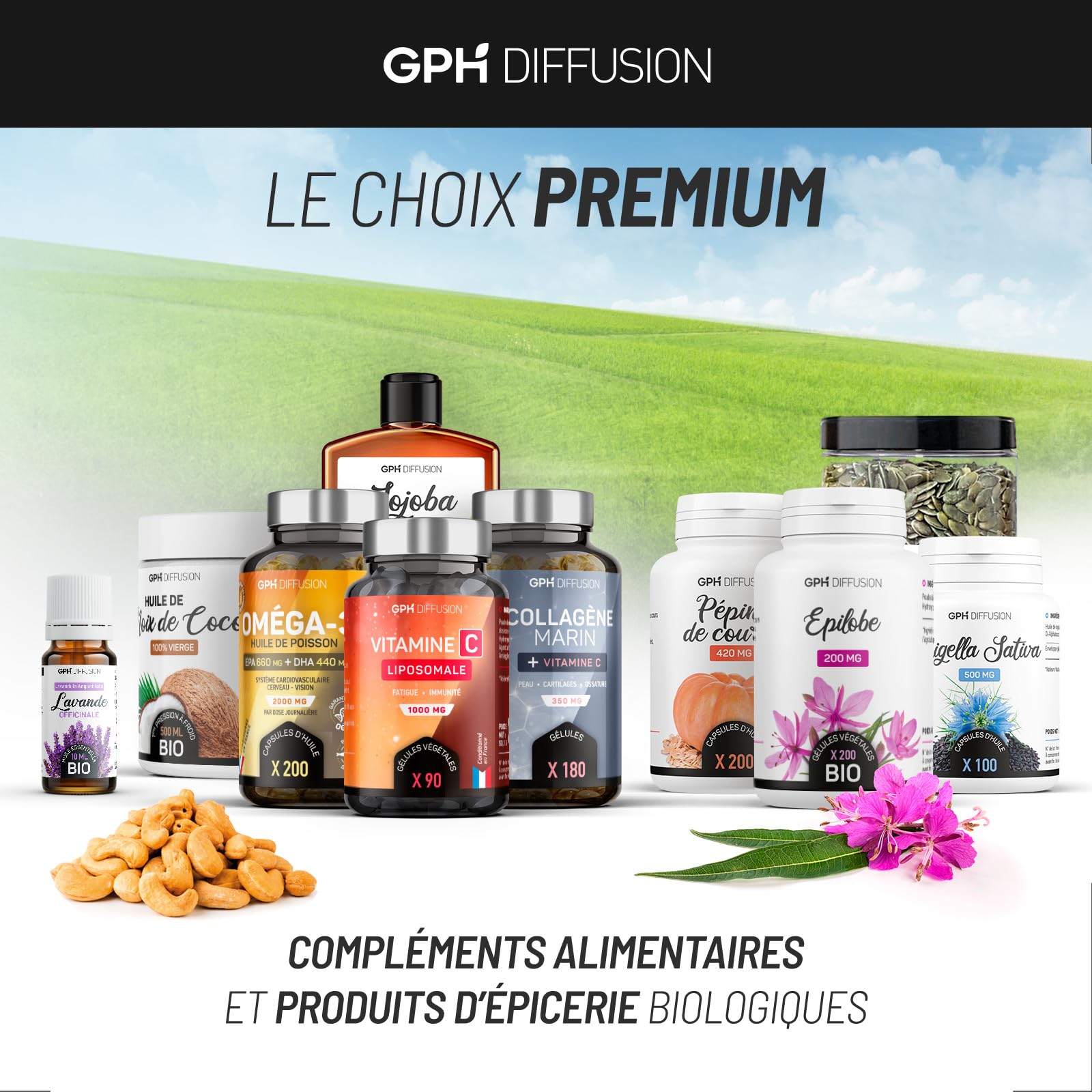 Spiruline Bio AB 500 mg -1200 comprimés - Riche en Protéines, Phycocyanine, Chlorophylle, Caroténoïde et Fer - GPH Entreprise Française