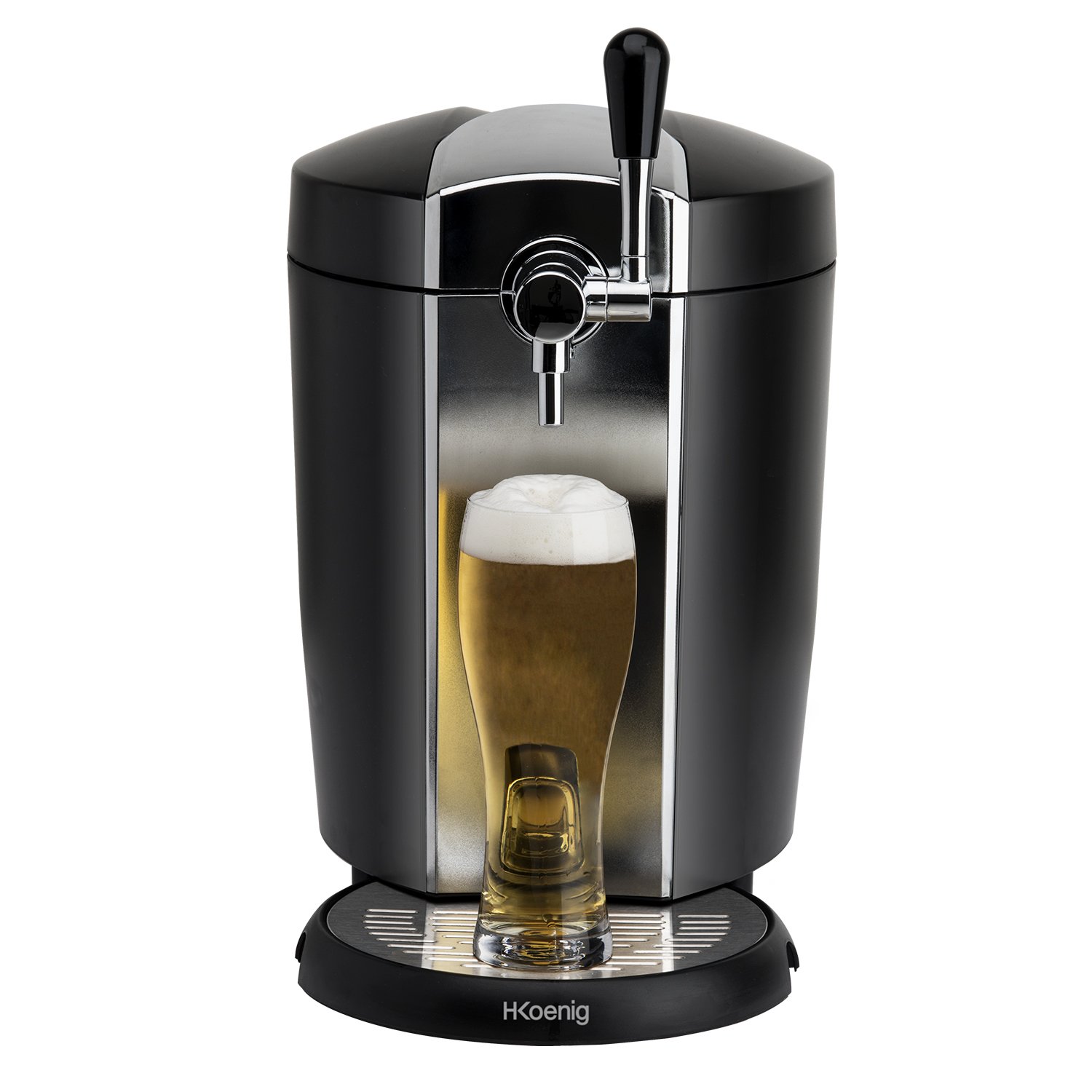 H.Koenig BW1778, spillatore birra compatibile con tutti i fusti pressurizzati universali da 5L, in acciaio inox, maniglia e vassoio rimovibili, professionale, universale, raffreddamento integrato 4°C