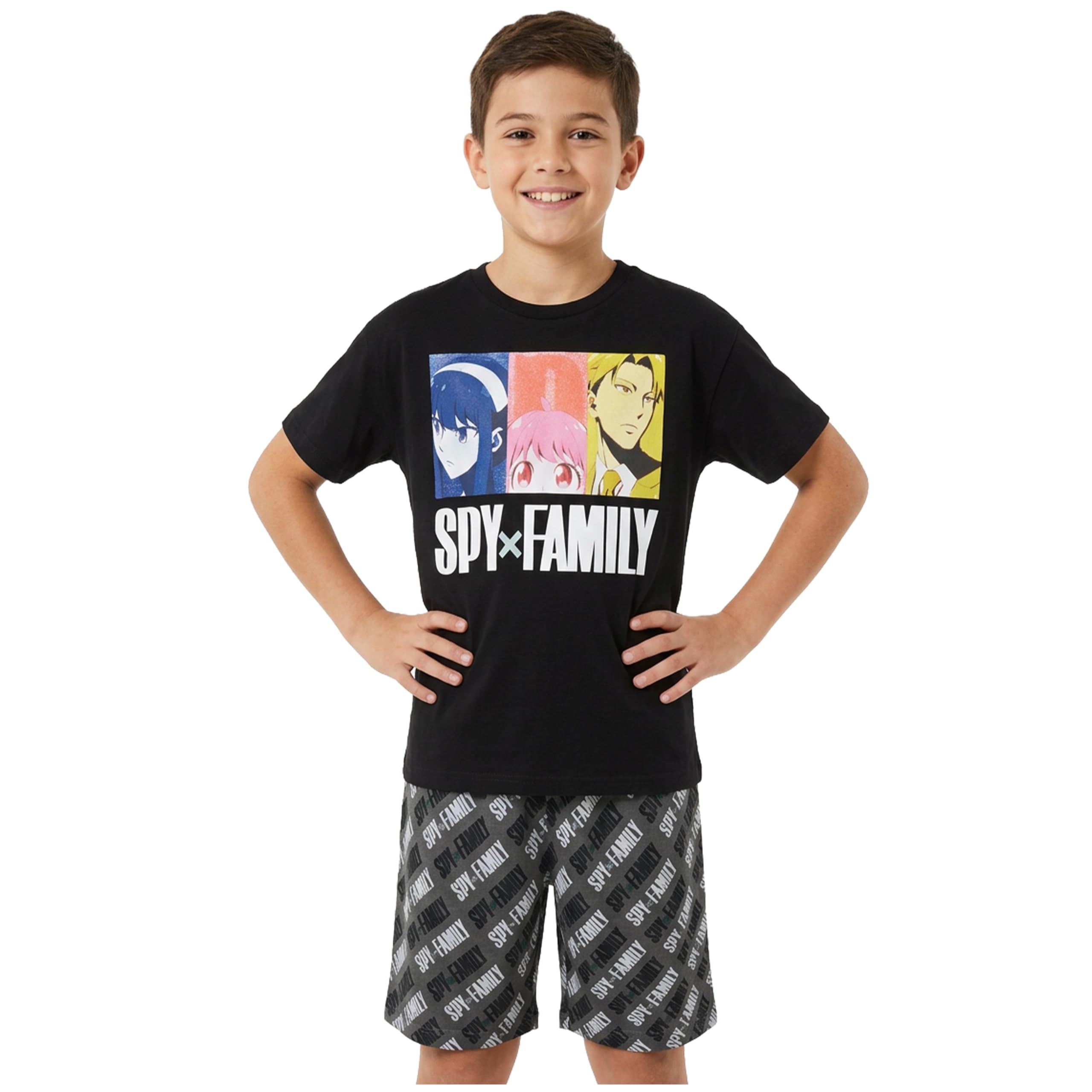 Get Trend Jujutsu Kaisen | Hunter x Hunter | Spy x Family Pijama Niño Verano, 7-16 Años, 100% Algodón, Conjunto de Camiseta Manga Corta y Pantalones Cortos