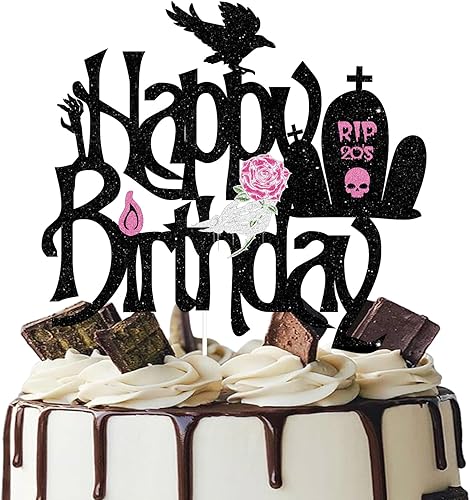 Decoración para tarta de feliz cumpleaños RIP Twenties – Death to My Twenties RIP to My 20s Dirty 30 Birthday Glitter Cake Topper – Decoración de