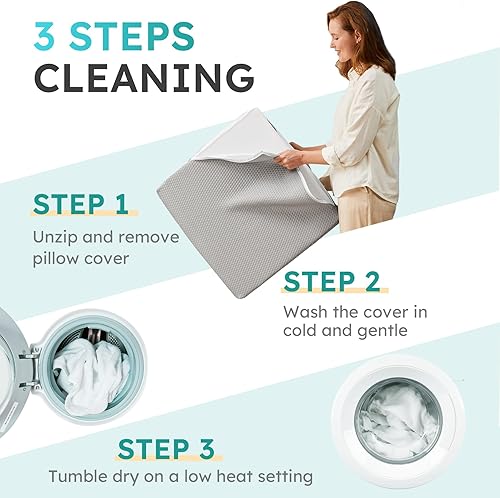 Miniatura 6 de Almohada de cuña, almohada de cuña de cama de 12 pulgadas para cabecero, almohada de cuña para alivio del reflujo ácido, dormir, después de cirugía,