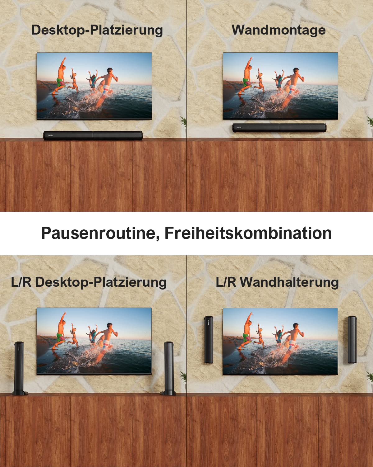 ULTIMEA 2.2 Soundbar für TV Geräte, VoiceMX, App-gesteuerten, 100W Teilbare 2-in-1 TV Soundbar, Center Lautsprecher mit 3 EQ-Modi, Bass Einstellbare, Bluetooth® 5.3, ARC/Opt/Aux, Apollo S40 Pro, 2026