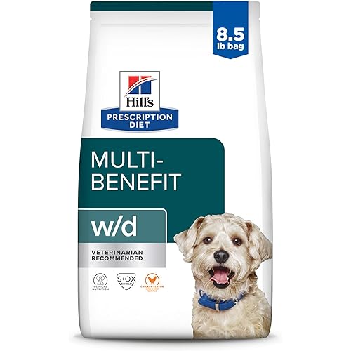 Hill's Prescription Diet w/d Multi-Benefit Digestive/Weight/Glucose/Urinary Management Chicken Flavor Dry Dog Food, Veterinary Diet, 8.5 lb. Bag