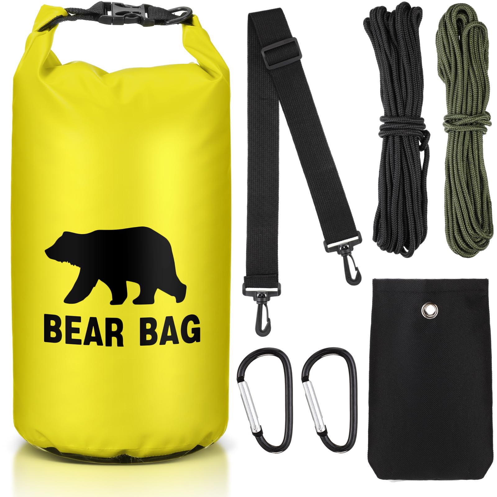 Foilswirl 1 Set Bear Food Bag for Camping Ultralight Food Hanging System Includes Waterproof Bear Bag, Nylon Ropes, Hooks for Camping Backpacking