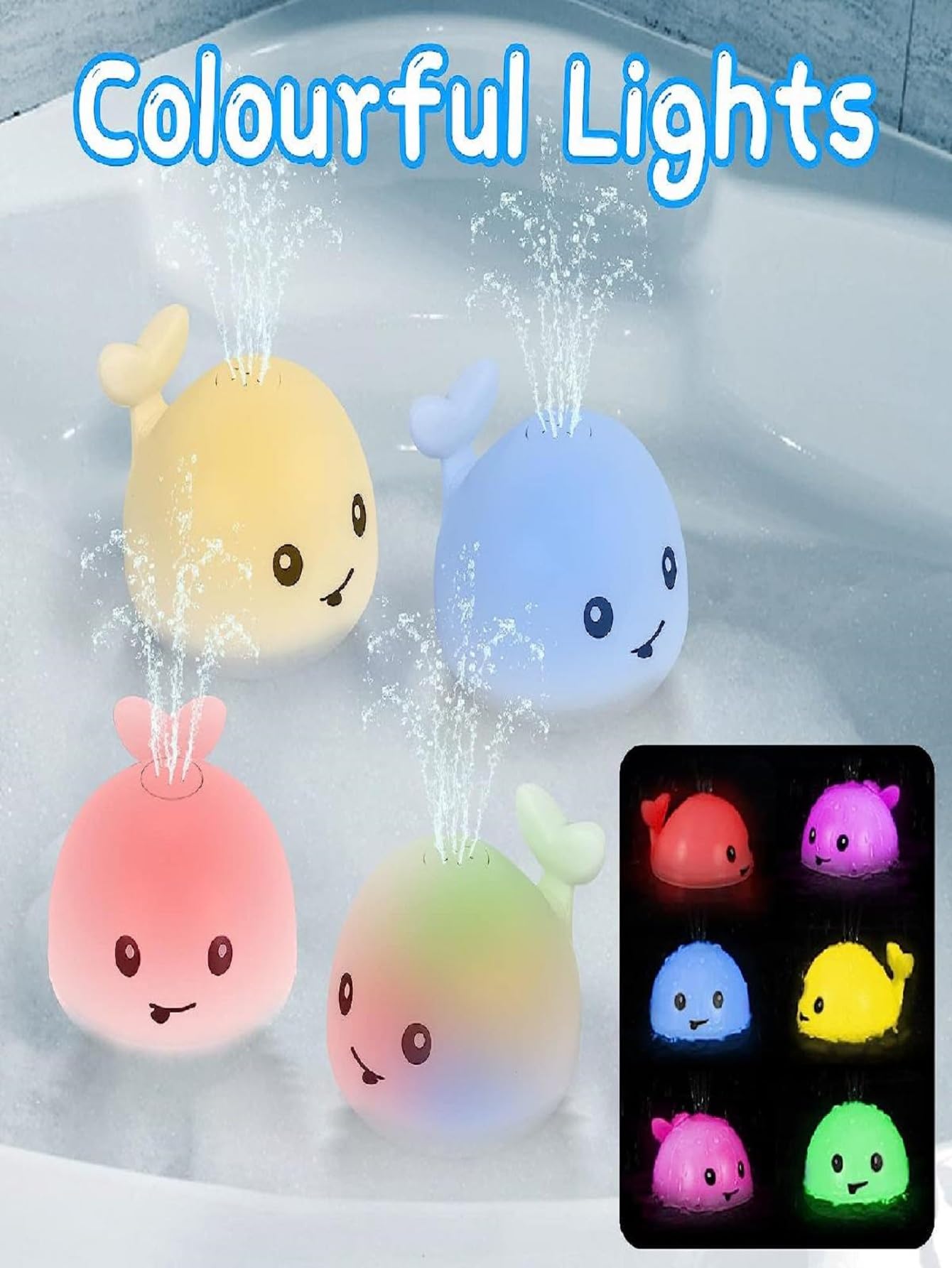 Whale Bath Toy Sprinkler CEJOHD Light Up Bath Toys for Kids Ages Infant Baby Bath Toys 18+ Months Boys Girls Baby , Toddler Bathtub Pool Toys(Gray) — view 6