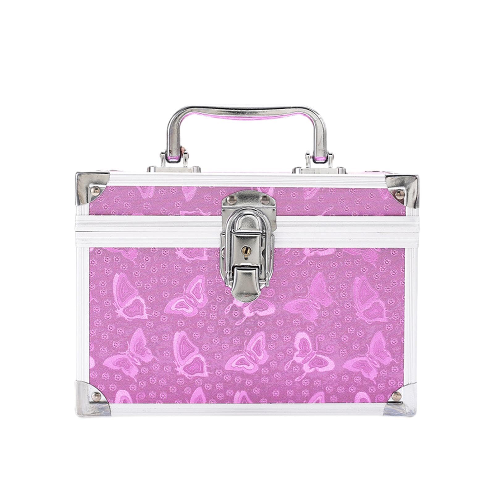 Estuche de Maquillaje, Neceser de Maquillaje, Caja de Almacenamiento Portátil, Kits de Pedicura, Organizador de Joyas, Asa de Aleación de Aluminio, In, Rosa