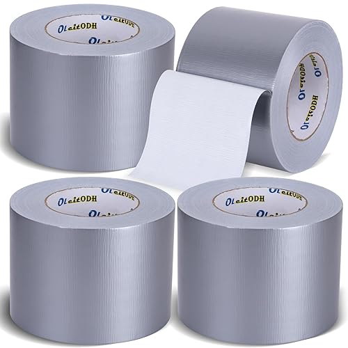 Cinta adhesiva plateada de 4 pulgadas, paquete de 4 cintas adhesivas resistentes, totales de 220 yardas, 8.3 mil de grosor, fuerte, flexible, sin