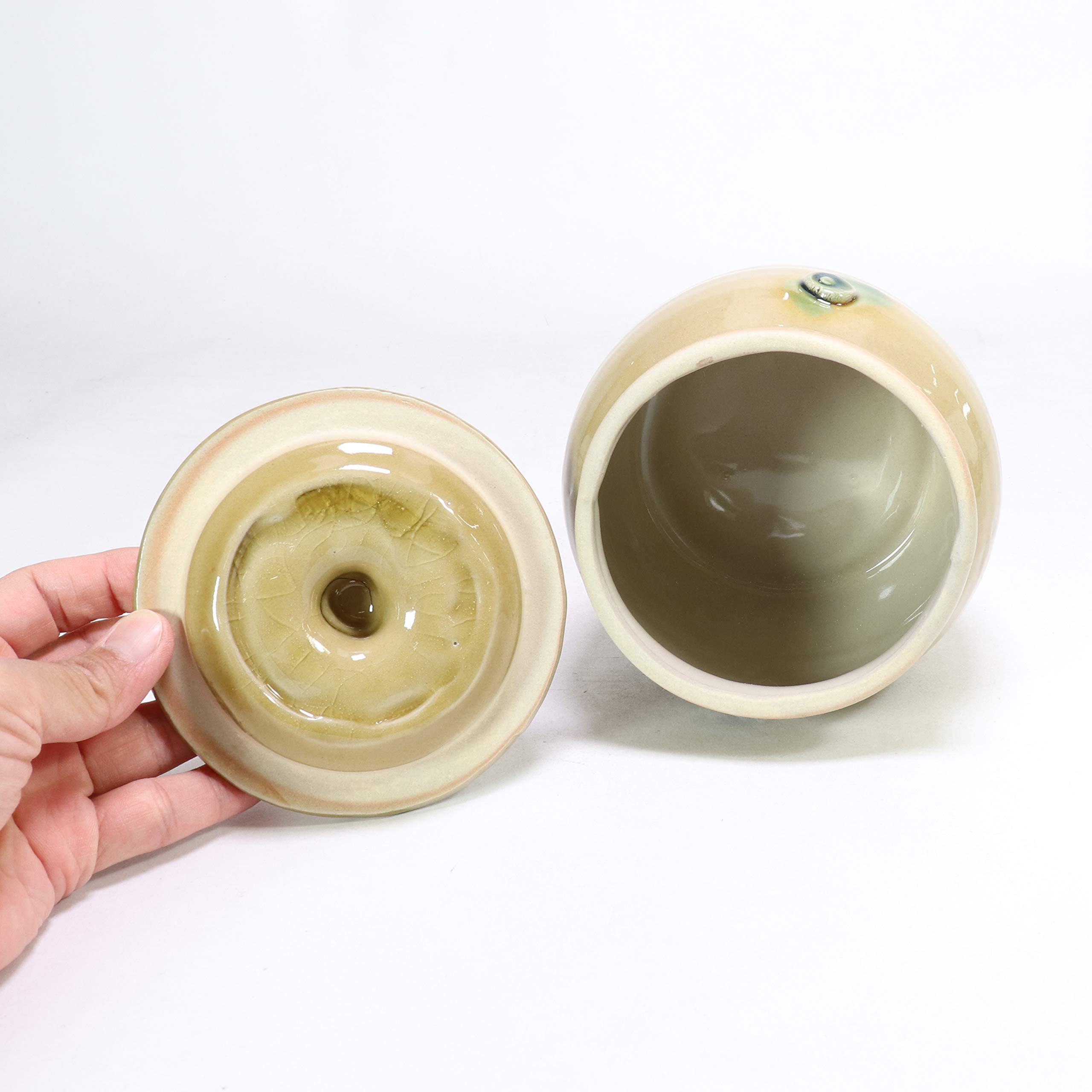 Amazon｜5個セット 蓋物 黄瀬戸貫入4号蓋物 [12 x 11cm・720cc