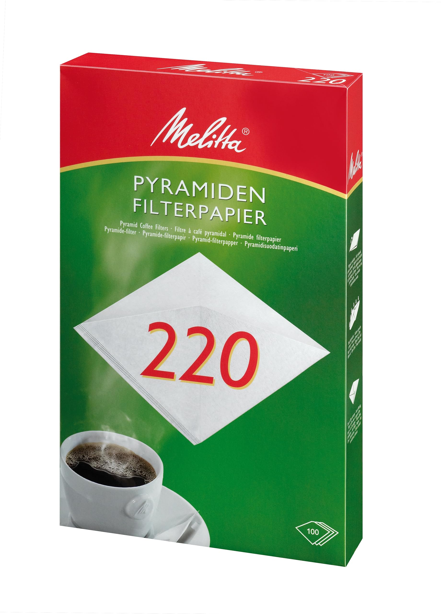 Melitta - Confezione da 100 filtri a piramide, 220 g, colore: Bianco
