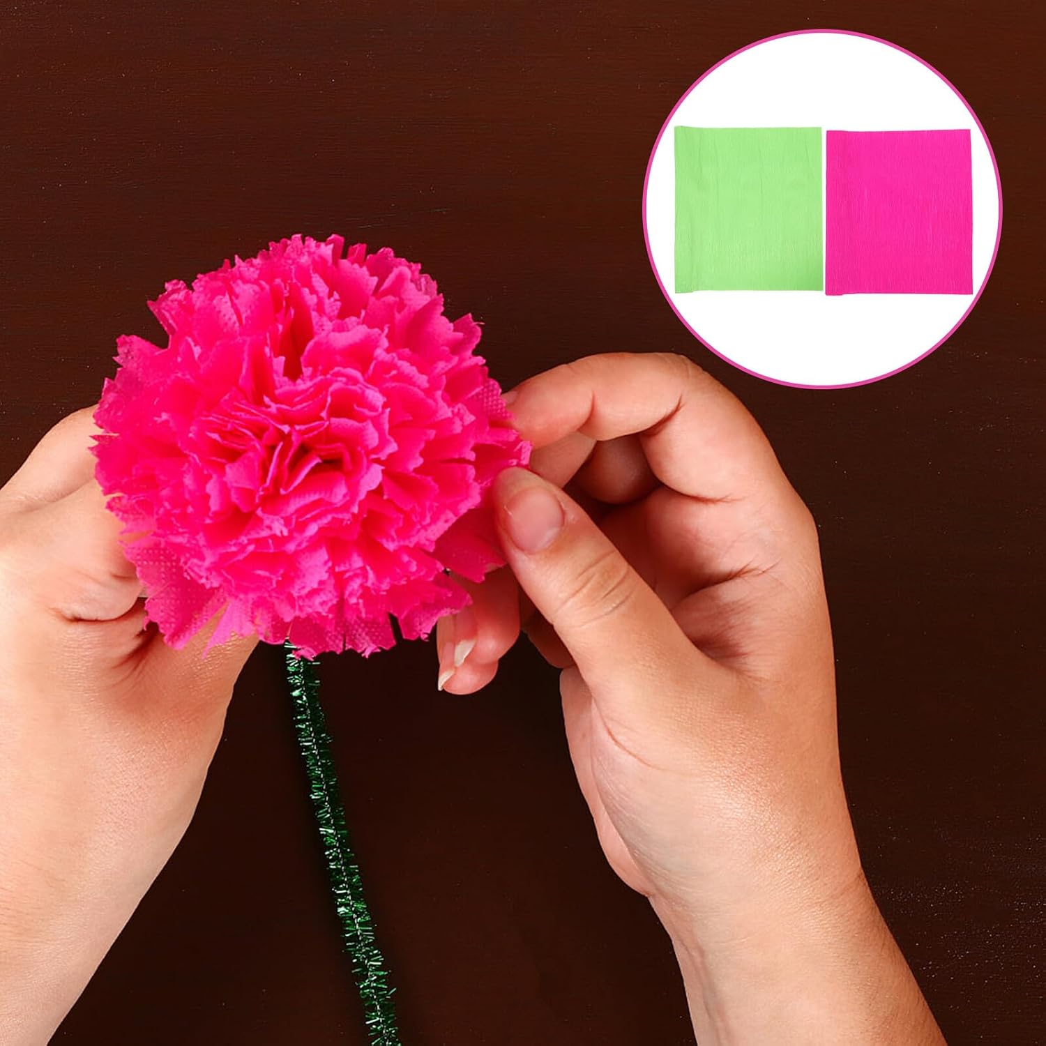 GARVALON 2 Rolls Crafting Crepe Paper for Flower Making, Wrapping, and DIY Crafts – 180g Wrinkled Tissue Paper, Fruit Green Rose Red Colors, Suitable for Wedding Decor and Festive