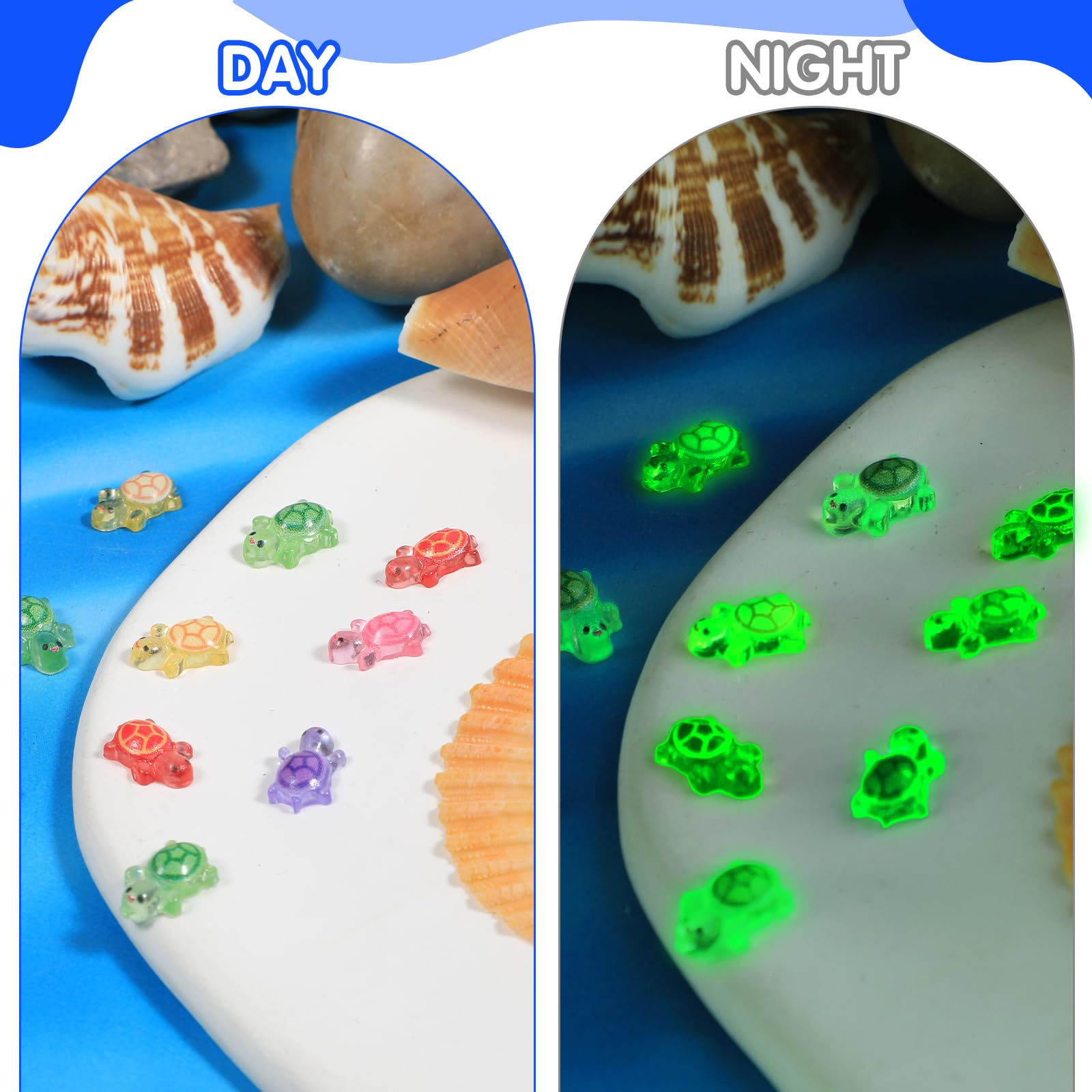 60 Tartarughe Marine Luminose In Resina – Statuette 3D Che Brillano Al Buio – Per Terrari, Vase, Bomboniere E Decorazioni Fai Da Te - 2
