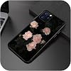 Retro Flower Chrysanthemum Leaf Phone Case For iPhone11 12 13 pro max x xr xsmax 6 7 8 plus SE20 Black Matte Silicone Cover - 2-for iPhone 7plus