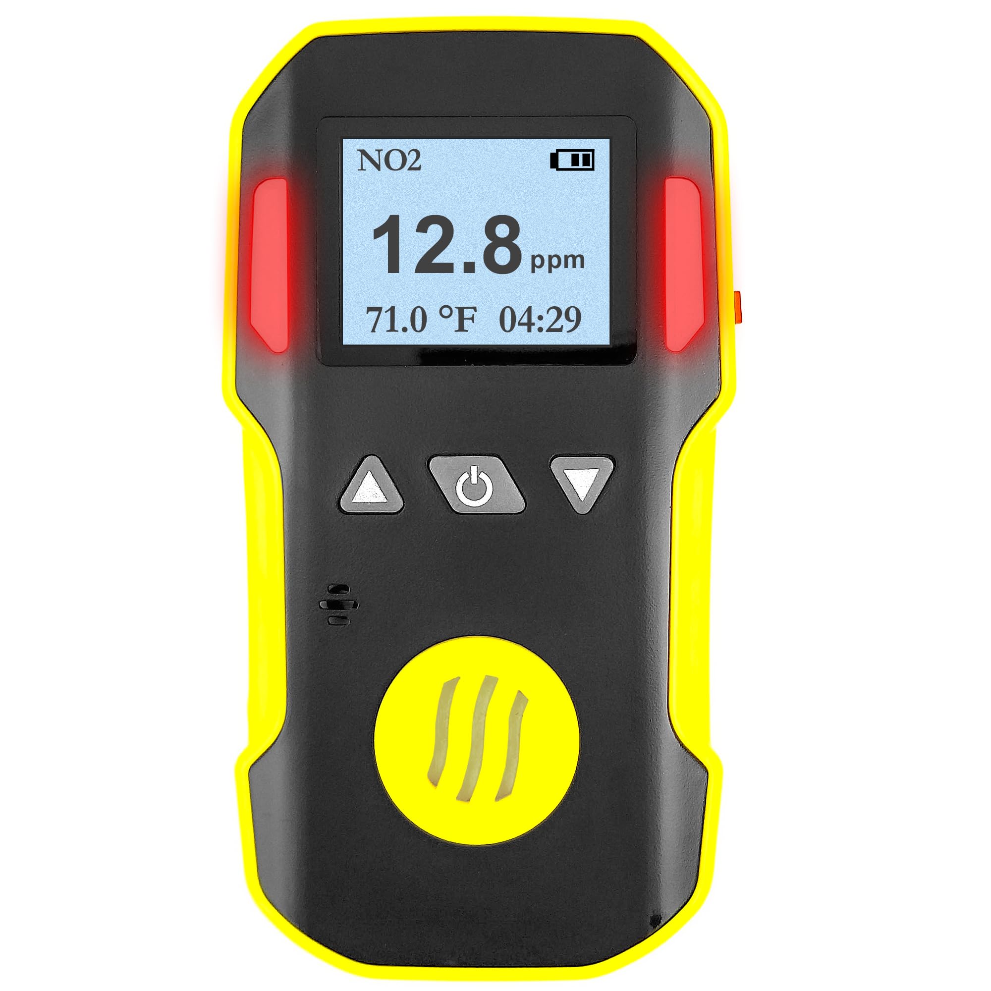 Detector de Gas Dióxido de Nitrógeno | Certificado de Calibración EU | Recarga USB | Alarmas Sonoras, Luminosas y por Vibración | 0–20 ppm NO2