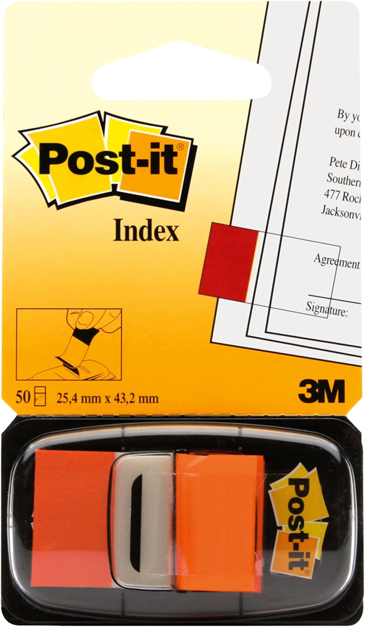 Flags 1" Dispenser 1 x 1.7 in (25.4 x 43.2 mm) Orange Color, 50 flags/pack | Mark, Highlight, Color Code, Organize files | No damage | Page Markers | Book Tabs | Sticky Index