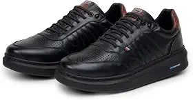 Sapatenis Masculino Couro 100% Legitimo Moderno Casual Detalhado Sola Alta Confortável Macio