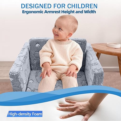 Miniatura 6 de MeMoreCool Sofá plegable para niños, sofá plegable para niños, sofá plegable para niñas y niños, sofá convertible para tumbona, sofá extraíble para