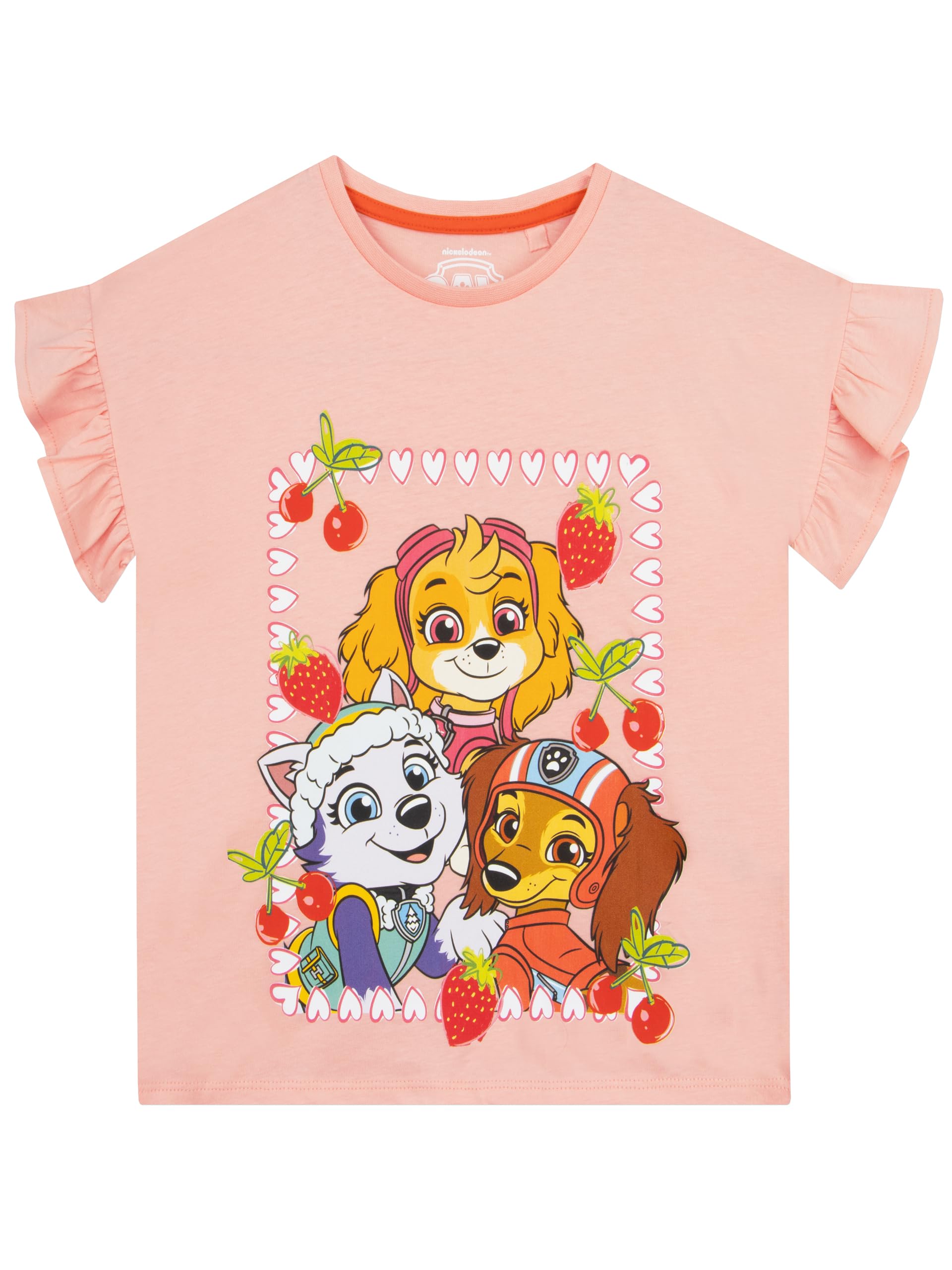 Paw Patrol Girls Tshirt with Frilled Sleeve, Skye, Liberty and Everest Kids Tshirt, Summer Clothes for Girls, Ages 18 Months to 8 Years