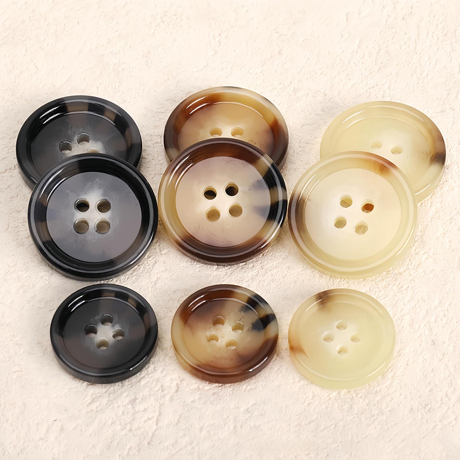 20PCS Resin Round Buttons Craft Sewing Snaps 4 Holes Handmade DIY Accessories (Brown, 28mm)