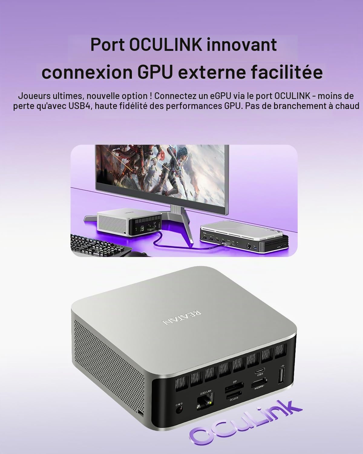 Reatan X8 Mini-PC,avec AMD Ryzen AI 9 HX-470 (12C/ 24T, Max 5,2 GHz),48Go DDR5,2To SSD PCIe 4.0,Radeon 890M,Ordinateurs Mini en Aluminium,OCuLink,2X USB4,4K Quad-Écran,Wi-FI 7/BT5.4,2,5G LAN