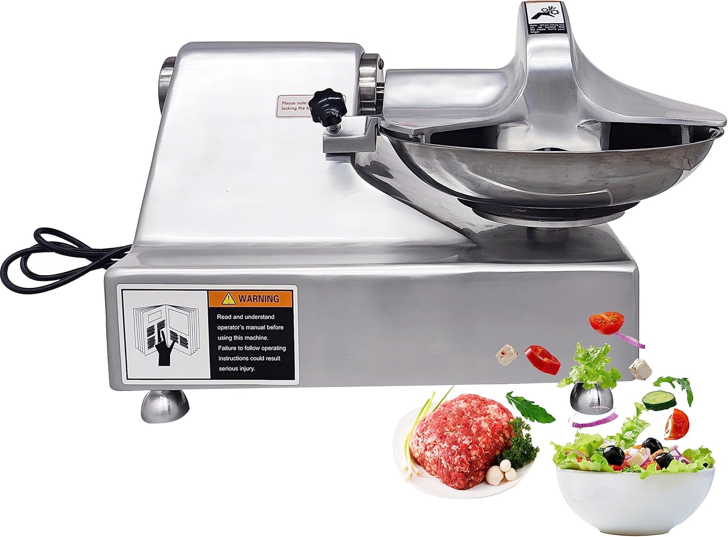 Procesador de alimentos comercial, picador eléctrico de acero inoxidable de 550 W para carne, verduras, jengibre, ajo