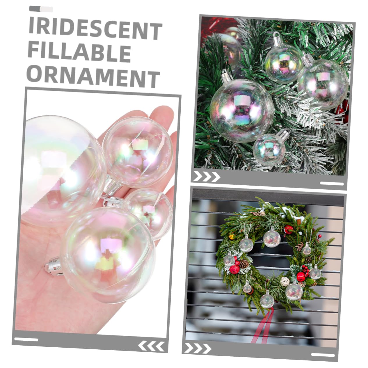 Alasum 40piezas Bolas Navideñas Colgantes Decorativas De Plástico Transparentes Iridiscentes Rellenables para Árboles De Navidad Fiestas y Decoración De Ventana