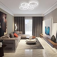 Vista 8 de Vikaey Lámpara de Techo LED Moderna de Montaje al Ras, 6 Anillos Blancos Lámpara de Techo Cerca del Techo, Lámpara de Iluminación para Sala de Estar
