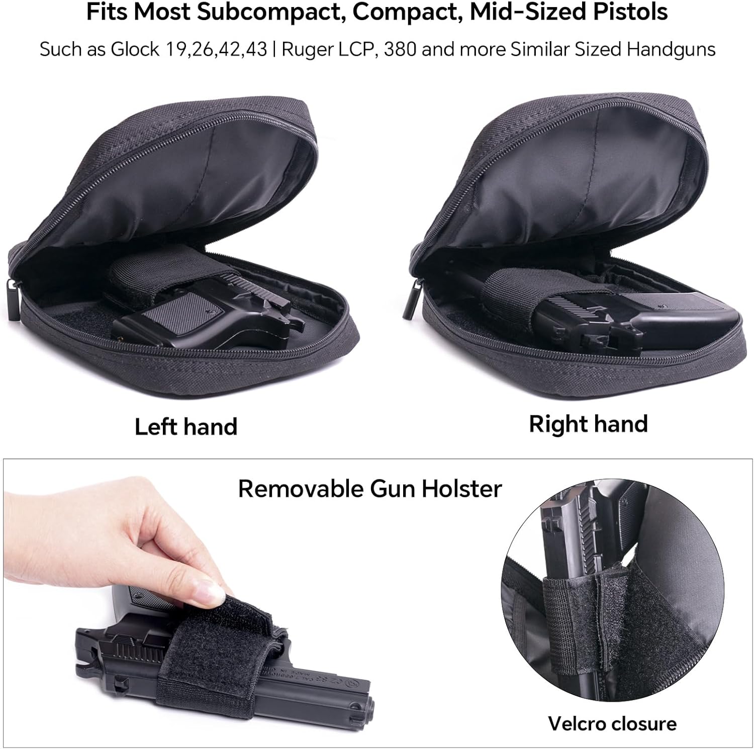 Women's Concealed Carry Gun Bag Tactical Soft Pistol Case Wide Nylon Belt Holster Pouch Waist Fanny Pack Fits Mid Compact Handguns for Everyday Carry (Leopard) - Image 3