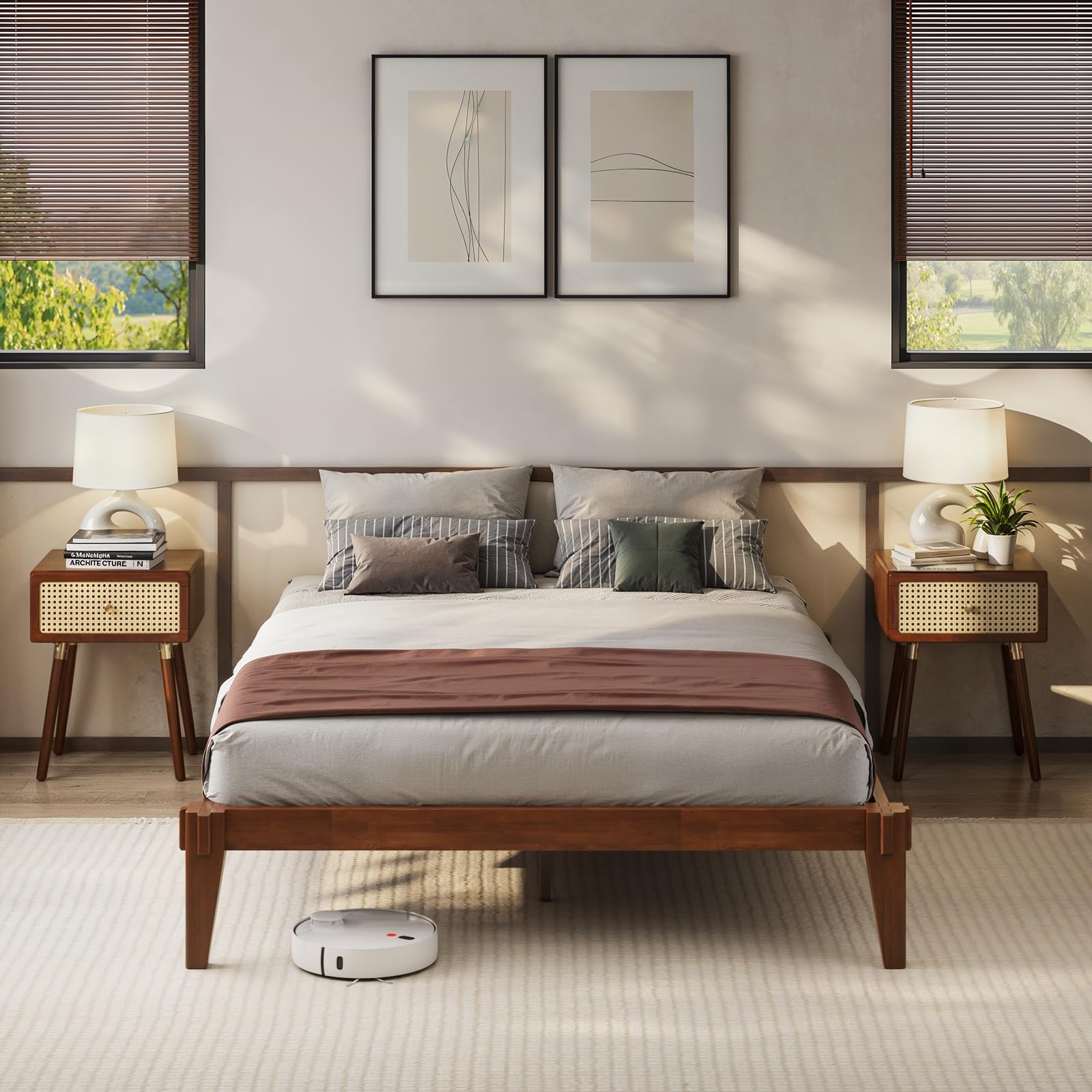 Amazon.com: Bme Chalipa 14” Queen Bed Frame - Solid Wood Platform