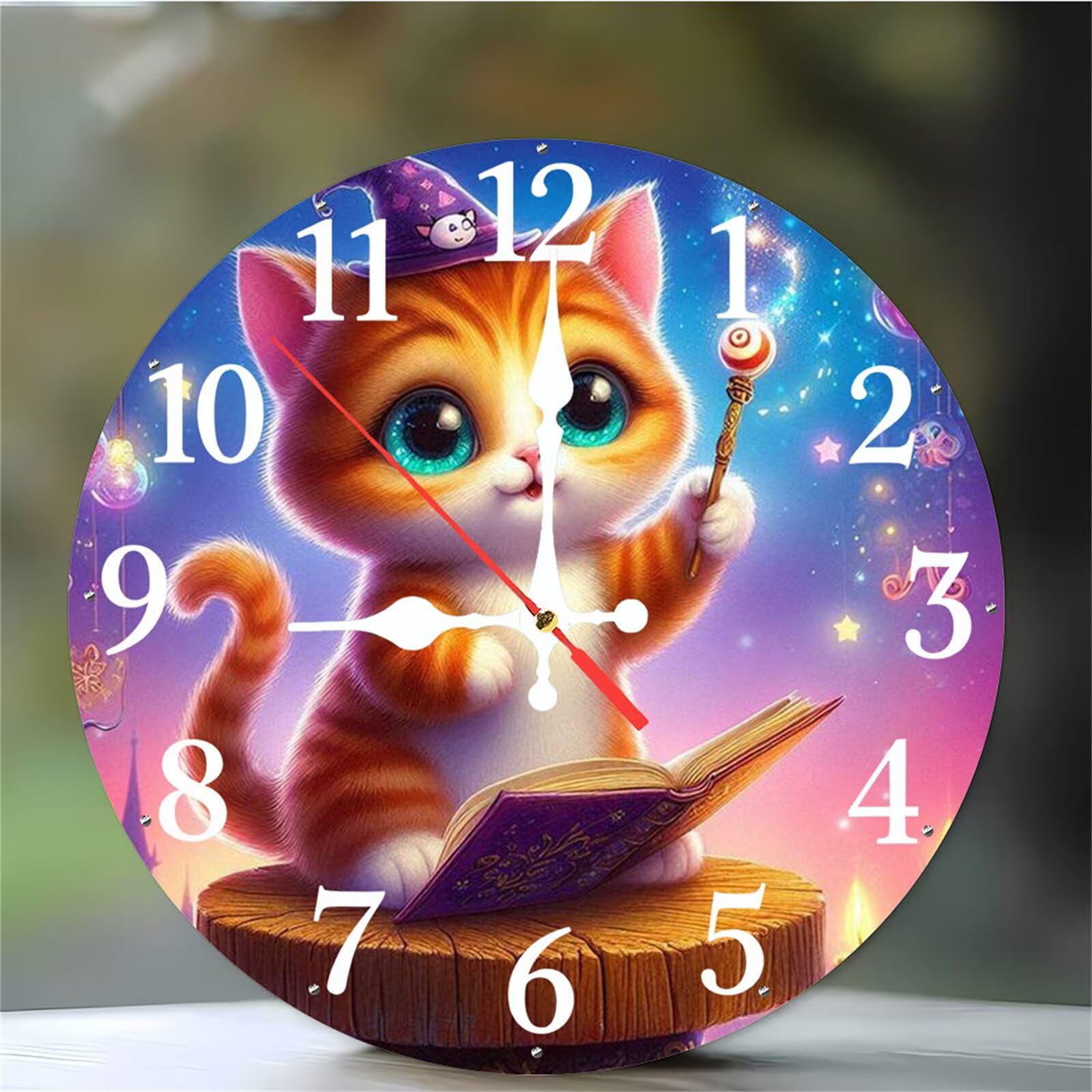 Horloge suspendue chat magique pour une décoration de chambre apaisante