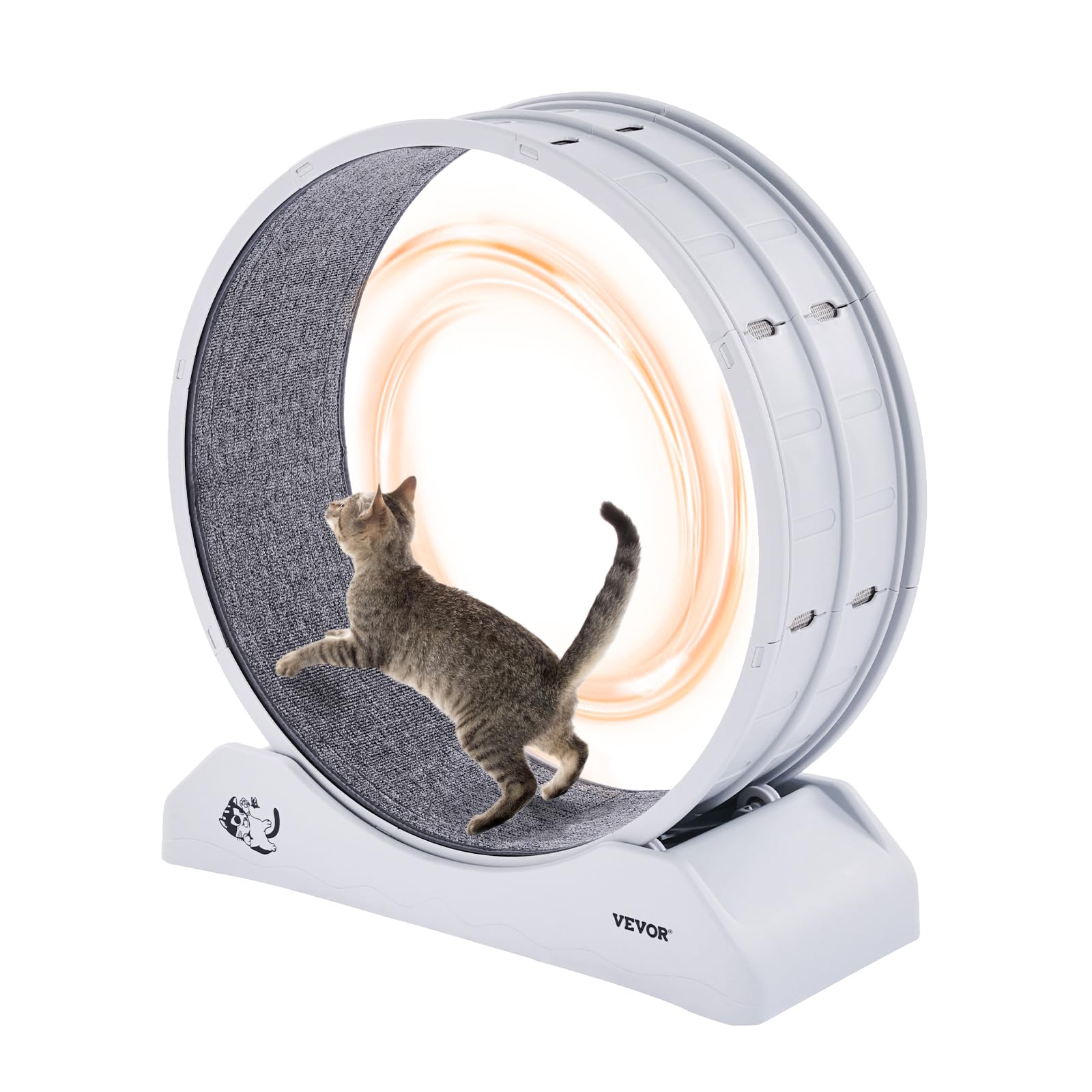 VEVOR Ruota per Esercizi per Gatti, Grande Ruota per Correre con Freno di Sicurezza e Pista in Moquette, Tapis Roulant per Gatti, Ruota per Esercizi da Interno per Animali Domestici, Bianco 800 mm
