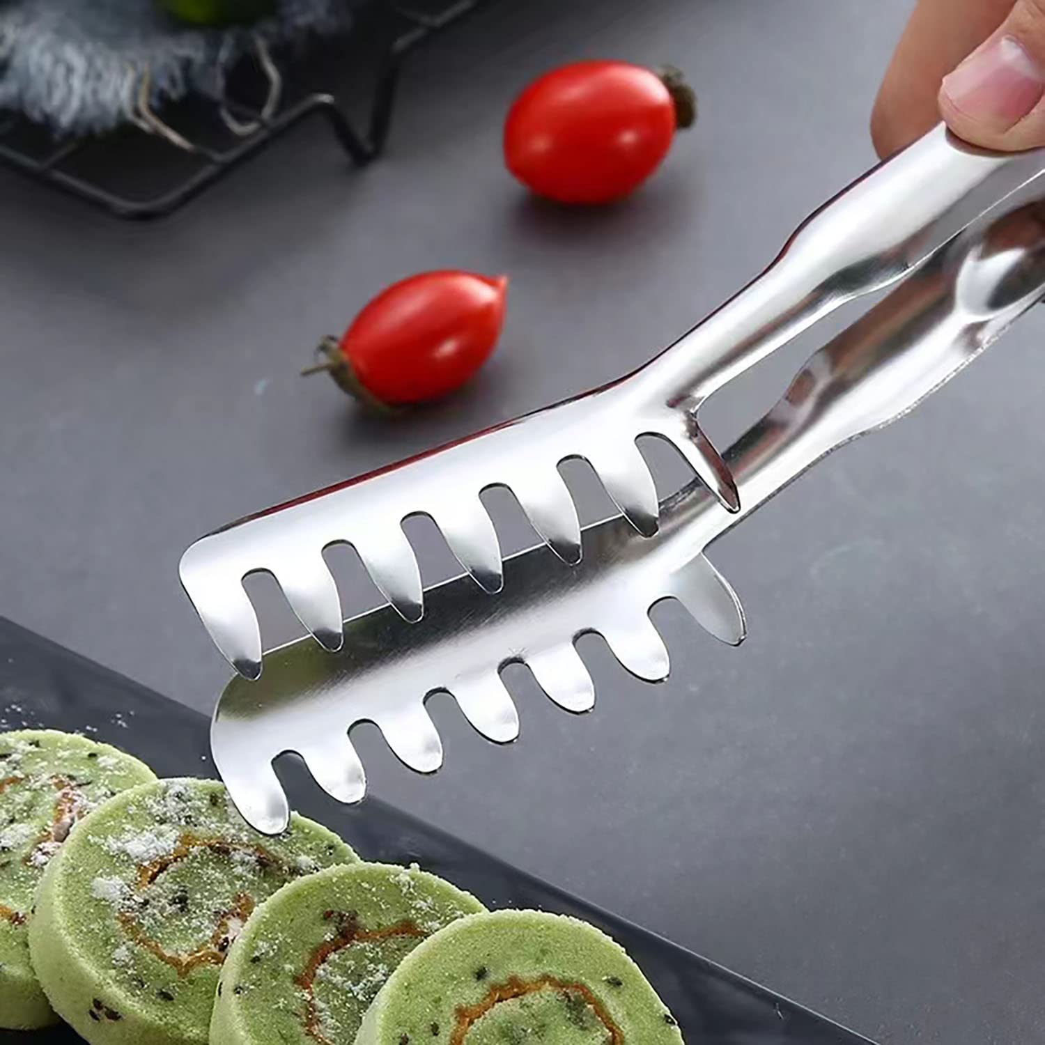 Paquete de 3 pinzas para pasta de acero inoxidable para servir utensilios de pasta, pinzas de pollo para ensalada