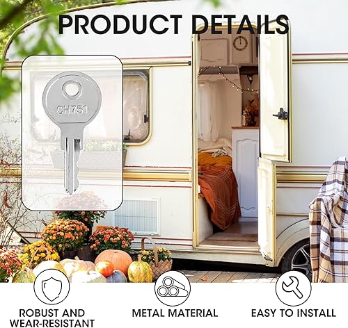 Miniatura 3 de 6 llaves CH751 universales de repuesto para compartimentos de caravana, campistas, remolques, cubiertas de controlador, carritos, llaves de puerta