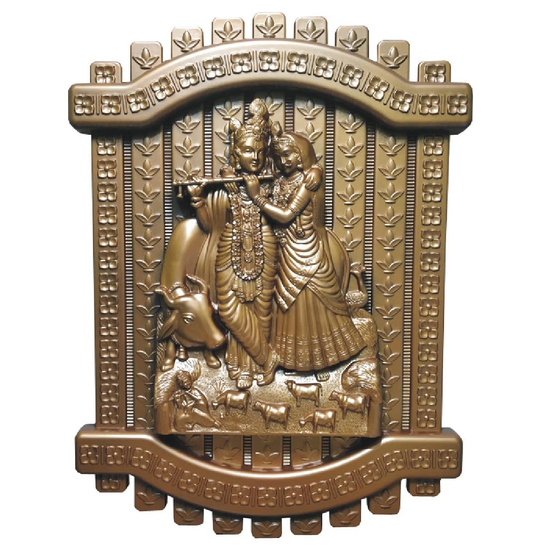 Radha Krishna Kanha Wall Hanging Art Decor Sculpture for Entrance Home Office Hotel Decor Multicolor Fiber Pack of 1