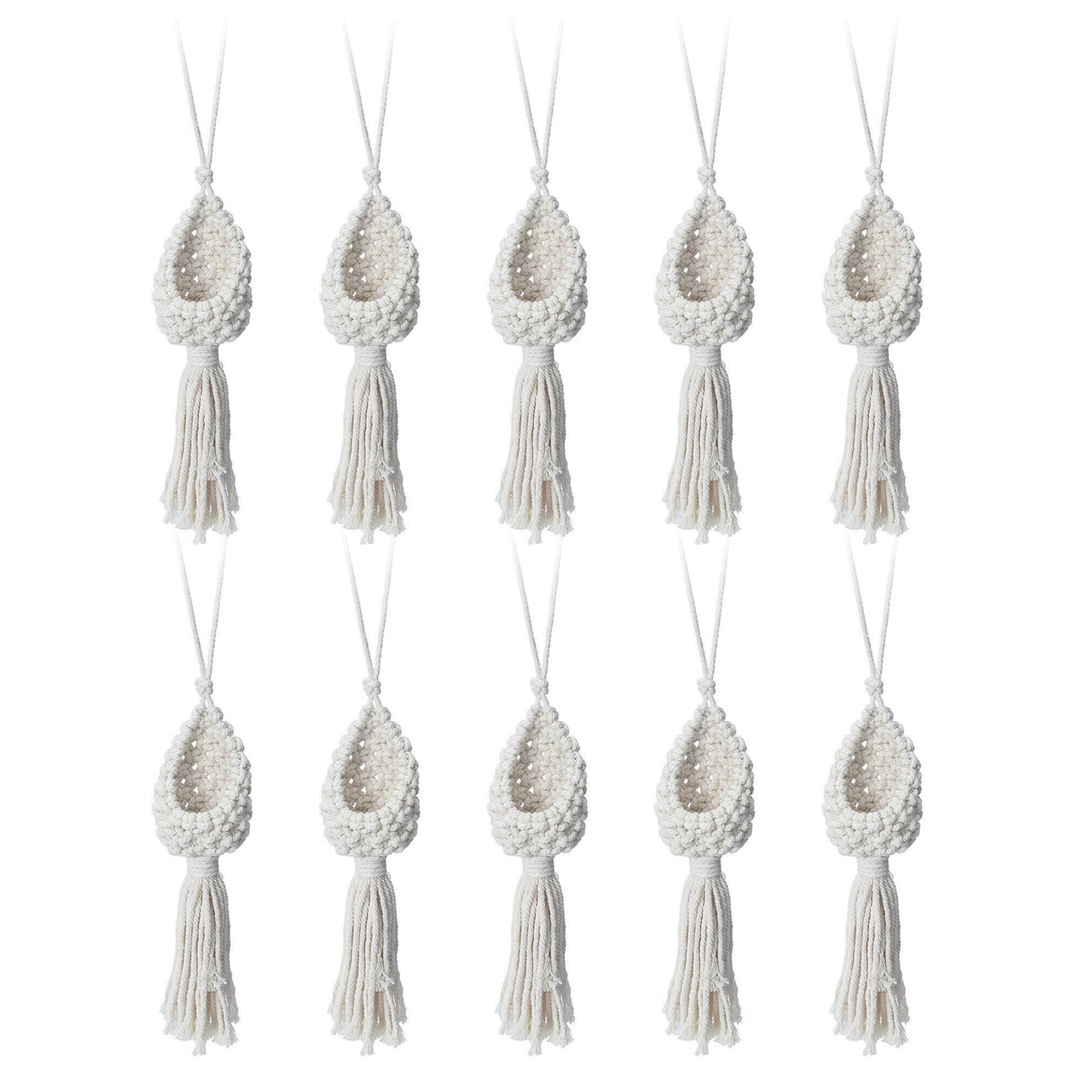 Vjsujehgy 10X Boho Macrame Air Plant Hanger Tillandsia Hanging Basket Rope Holder Flower Home Decor (13CM)