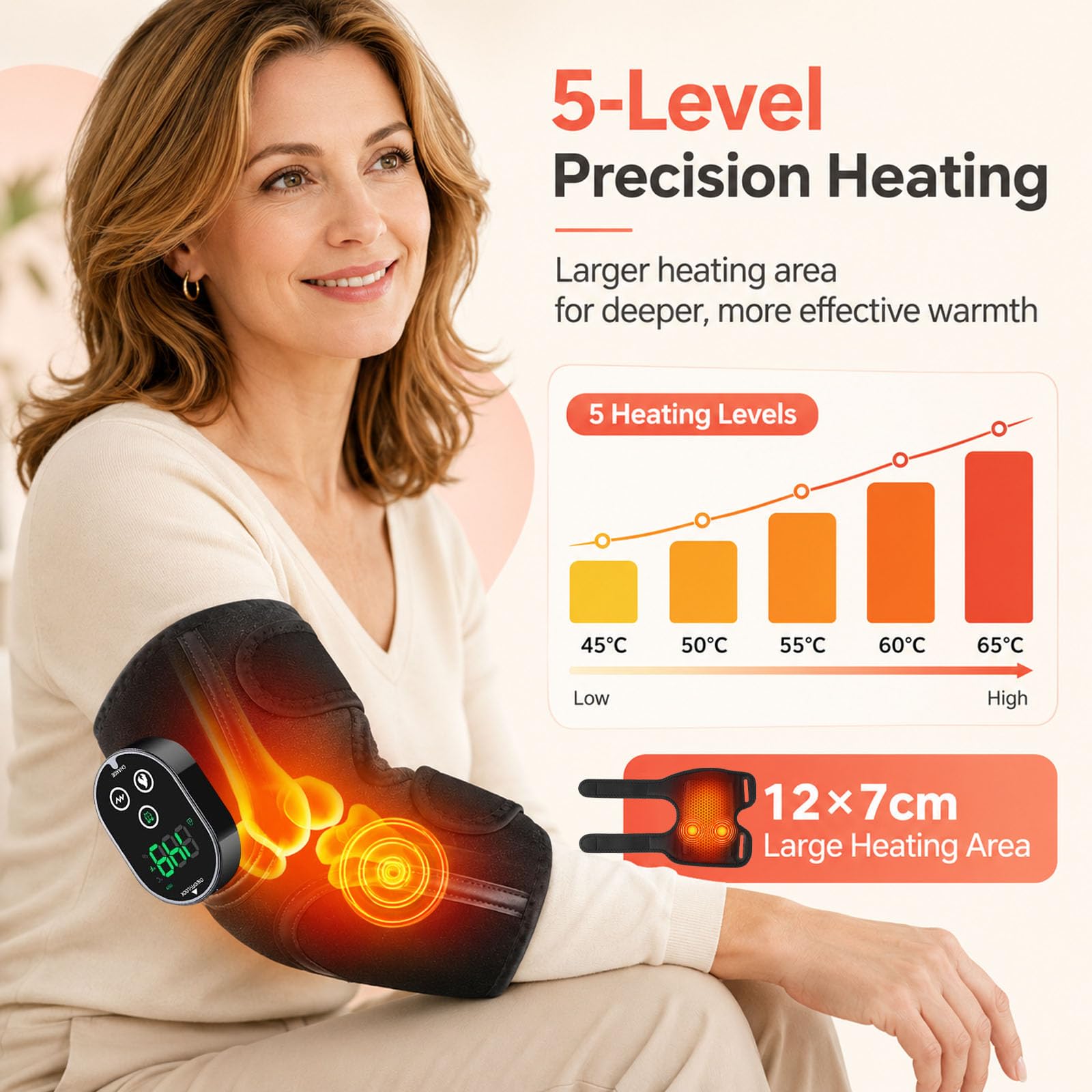 Kabellose Ellenbogen-Heizkissen mit vibrationsmassage für Tennisarm