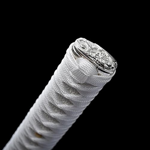 Miniatura 7 de Espada katana blanca de 40 pulgadas, espadas japonesas afiladas, espada de espiga completa para exhibición, hoja de acero al carbono