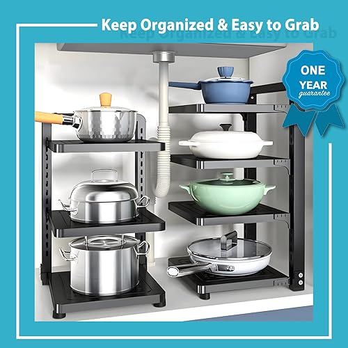 Miniatura 3 de ROMATIA Pot and Pan Organizer Rack for under Cabinet, Heavy Duty Pot Pan Rack under Sink Organizers and Storage, Pot lid organizer, Kitchen Cabinet
