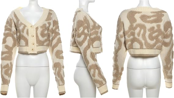 Women's Button Down Cropped Cardigan Y2K Long Sleeve V Neck Open Front Graphic Cardigan Sweaters Streetwear