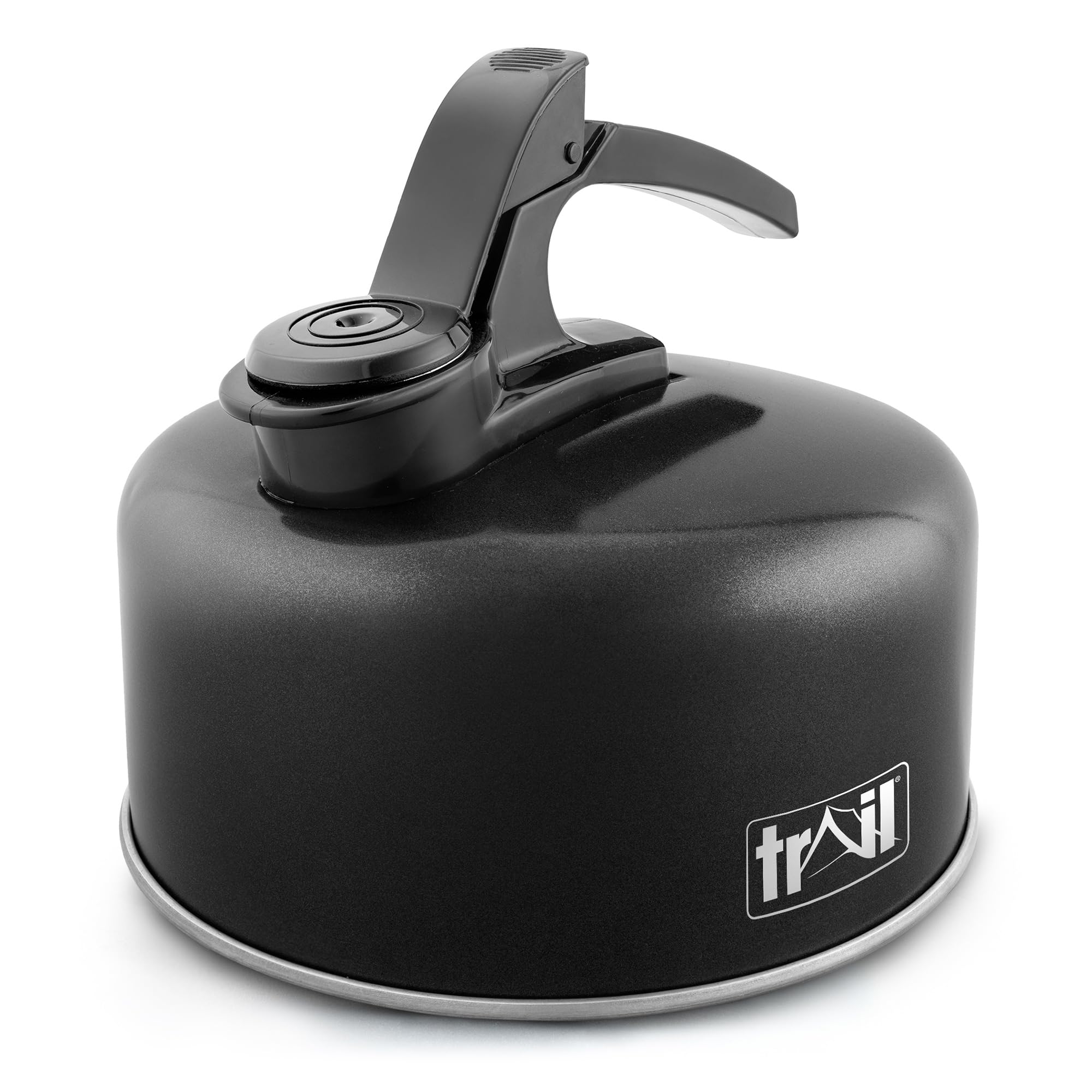 Trail 2L Whistling Kettle, Lightweight Durable Aluminium, Rust Resistant, Easy Pour Whistle Spout, Heat Resistant Handle, Fast Boil Stove Top Travel Kettle, Outdoor Hiking Backpacking, 0.25kg (Black)