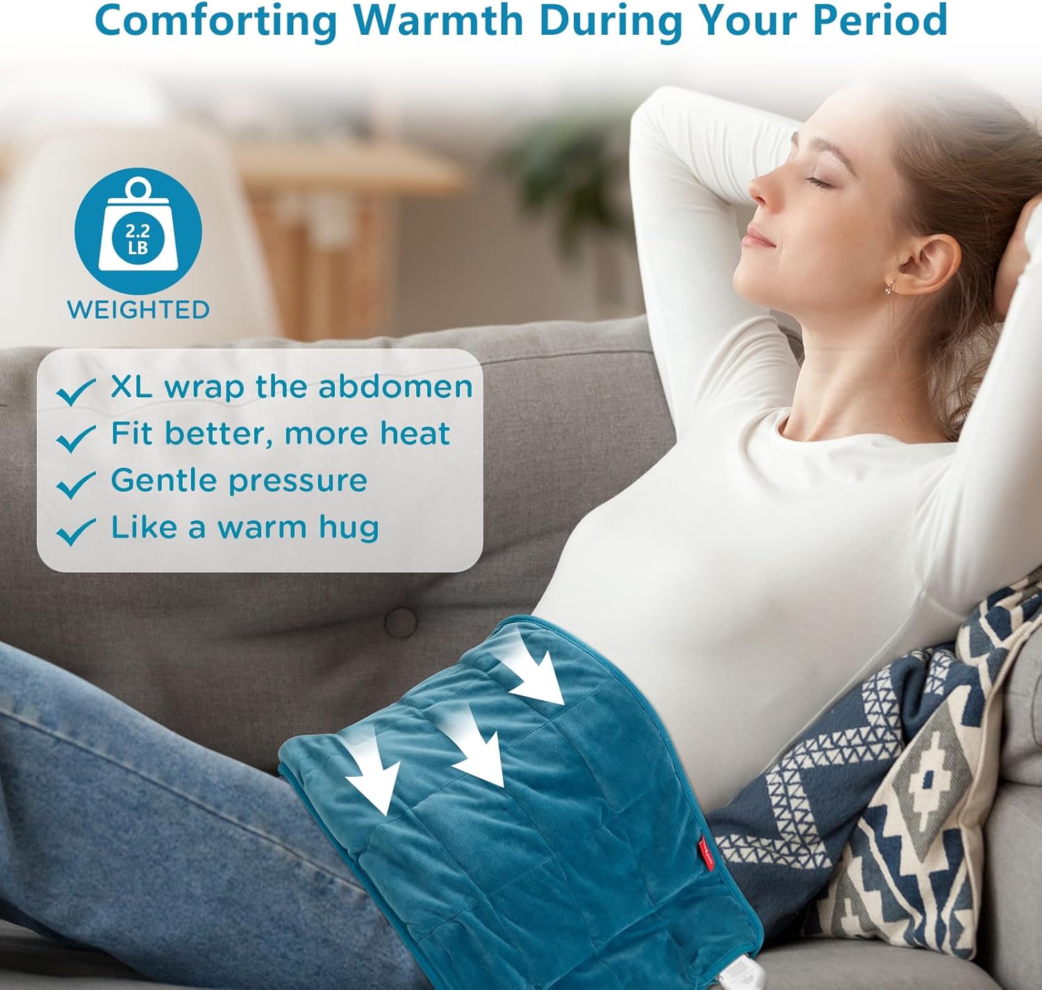 Comfytemp Weighted Heating Pad for Back & Period, FSA Eligible Electric Heat Pad, Valentines Day Birthday Gifts for Mom Dad Women Men, 2.2 lb HSA Approved Neck Shoulder Heated Pad, 2H Auto-Off, 12x24 - Image 2