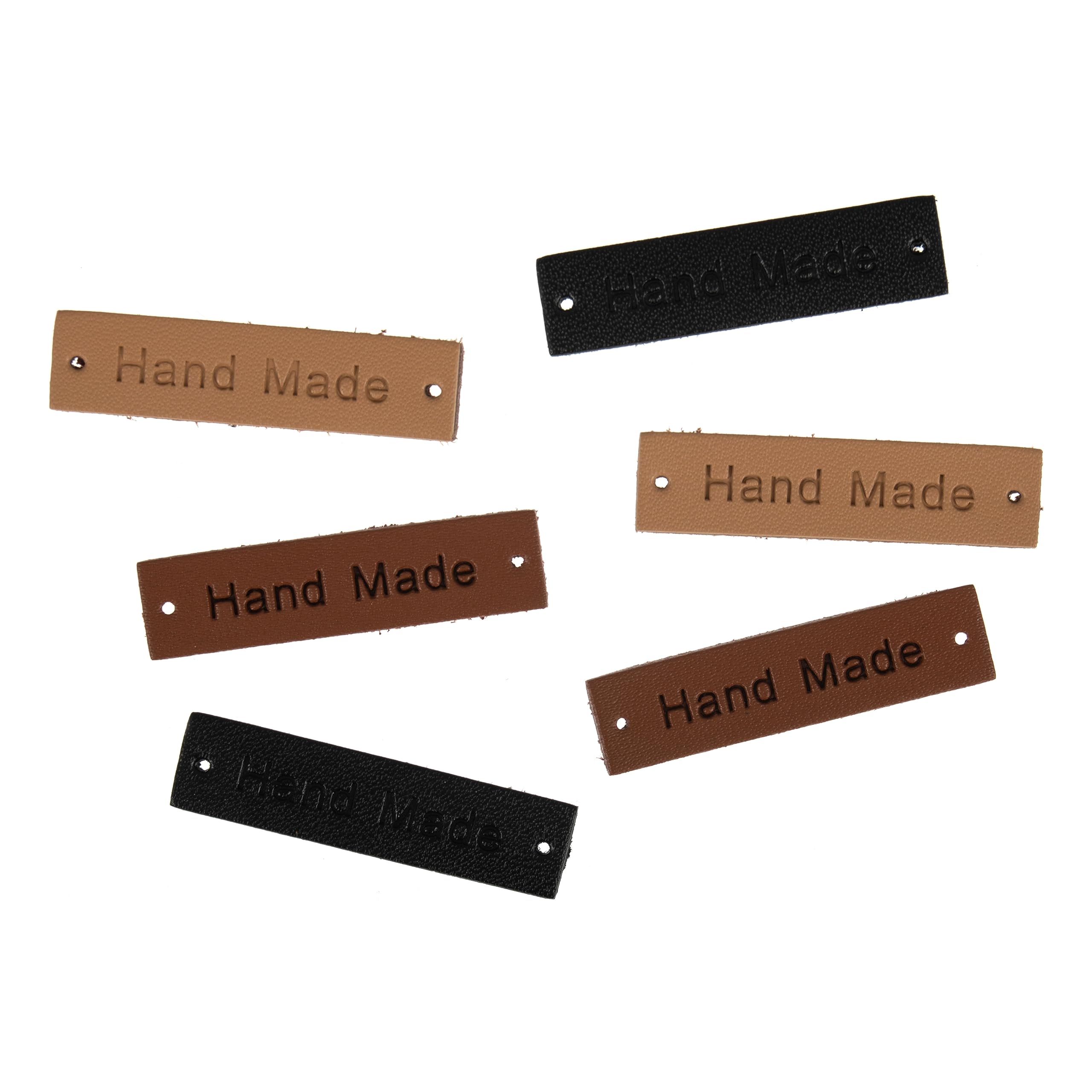 Milward Etichette In Finta Pelle Pregiate 10 Pezzi 1,5x5 Cm | Marrone, Grigio, Bianco Con Fori Precuciti Per Cucire Su Abiti E Maglioni - 3