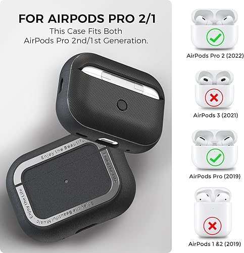 Miniatura 2 de Funda protectora de TPU Airpods Pro 2 con correa de mano y mosquetón para Airpods Pro 2 LED frontal visible compatible con carga inalámbrica para